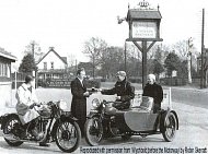 Motorcycles outside the Crown Hotel in 1938