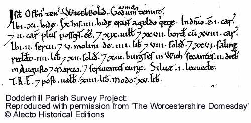 Domesday extract - reproduced with permission of Alecto Historical Editions © 