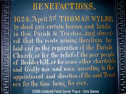 Poor board at St Augustine church, Dodderhill.