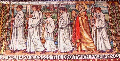 St Richard blesses the Droitwich Brine Springs - Mosaic in Sacred Heart Church, Droitwich Spa