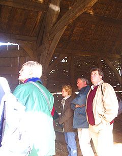 Farm building at Avoncroft Museum showing the timber-framed construction