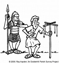 Roman soldier supervising the surveying for roadbuilding